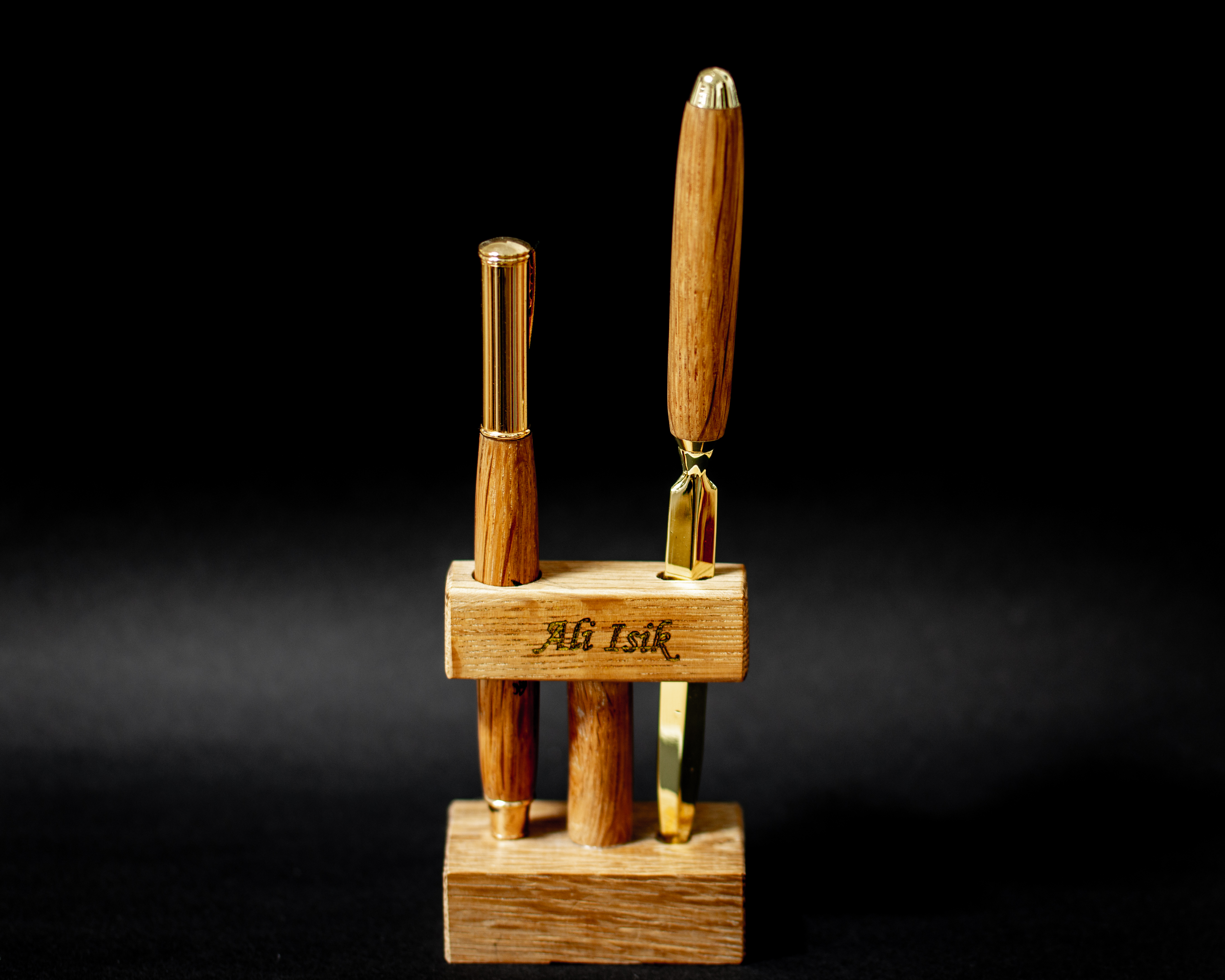 Handcrafted Wooden Pen Set with Stand