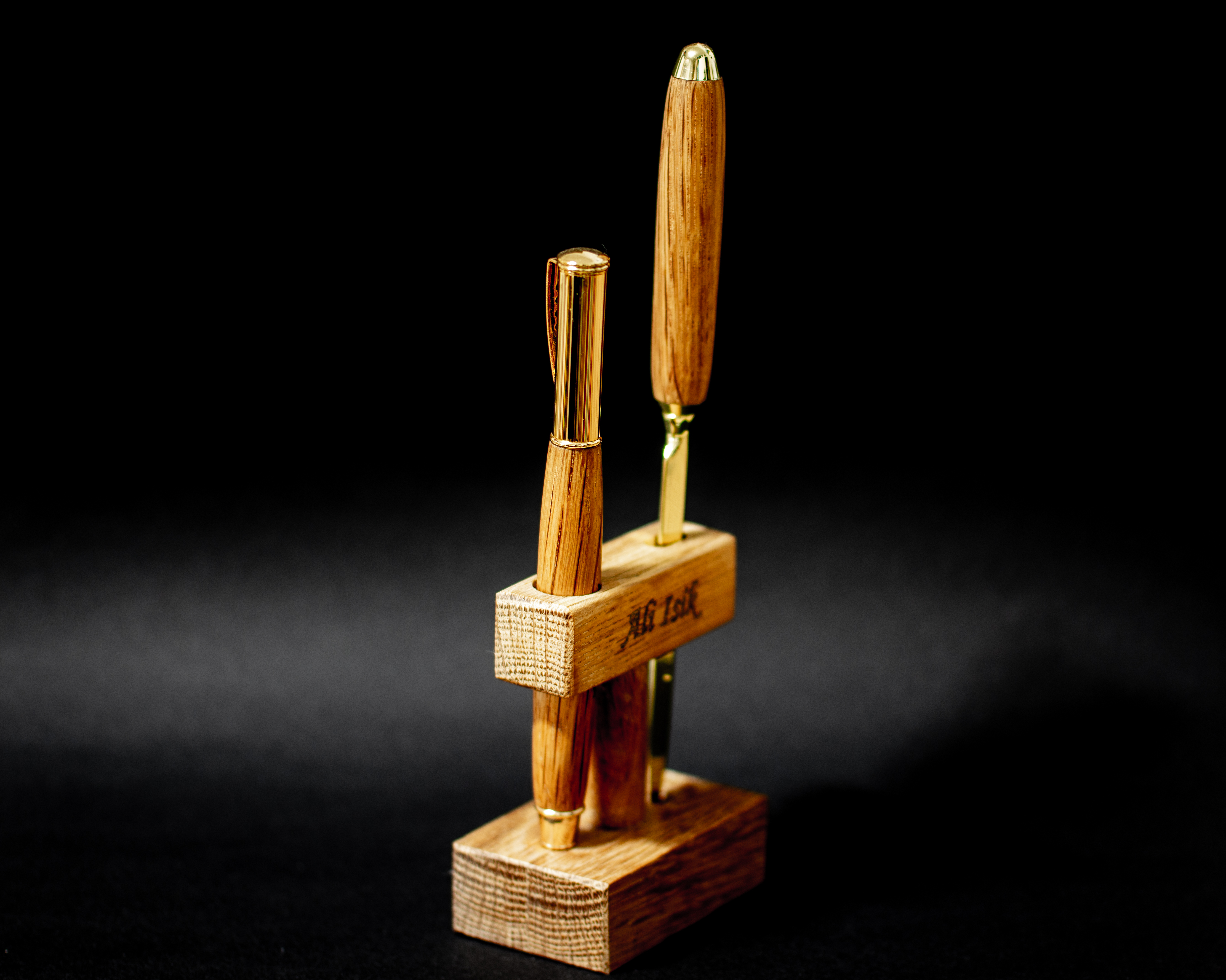 Handcrafted Wooden Pen Set with Stand